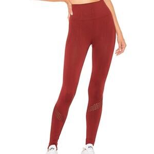 ALALA Berry Red Seamless Cutout Pull On Burgundy Workout Leggings Women's‎ Small